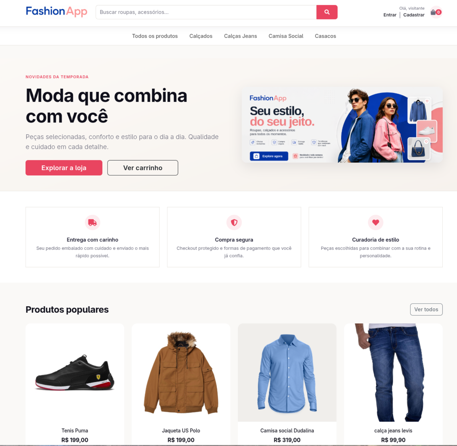 Tela do E.D. Ecommerce Fashion — loja virtual de moda
